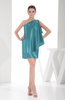 Informal Sheath One Shoulder Silk Like Satin Mini Rhinestone Little Black Dresses
