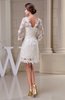 Glamorous Garden Scalloped Edge 3/4 Length Sleeve Zip up Lace Bridal Gowns