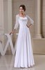 Disney Princess Destination A-line Queen Anne 3/4 Length Sleeve Chiffon Floor Length Bridal Gowns
