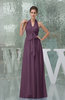 Plain A-line Halter Sleeveless Backless Chiffon Evening Dresses