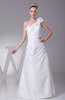 Modest Beach A-line Asymmetric Neckline Zip up Taffeta Bridal Gowns