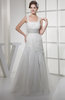 Gorgeous Church A-line Square Zip up Sweep Train Sequin Bridal Gowns
