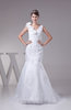 Modest Church Trumpet V-neck Sleeveless Lace up Bridal Gowns
