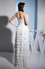 Romantic Church Sheath Sleeveless Zip up Chiffon Tiered Bridal Gowns