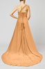 Plain A-line Asymmetric Neckline Chapel Train Sash Prom Dresses