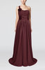 Plain A-line Asymmetric Neckline Chapel Train Sash Prom Dresses