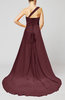 Plain A-line Asymmetric Neckline Chapel Train Sash Prom Dresses