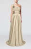 Plain A-line Asymmetric Neckline Chapel Train Sash Prom Dresses