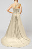 Plain A-line Asymmetric Neckline Chapel Train Sash Prom Dresses