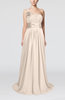 Plain A-line Asymmetric Neckline Chapel Train Sash Prom Dresses