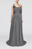 Plain A-line Asymmetric Neckline Chapel Train Sash Prom Dresses