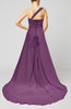 Plain A-line Asymmetric Neckline Chapel Train Sash Prom Dresses