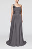 Plain A-line Asymmetric Neckline Chapel Train Sash Prom Dresses
