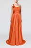 Plain A-line Asymmetric Neckline Chapel Train Sash Prom Dresses