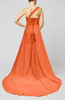 Plain A-line Asymmetric Neckline Chapel Train Sash Prom Dresses