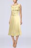 Simple Sleeveless Zip up Chiffon Tea Length Prom Dresses
