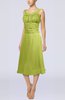 Simple Sleeveless Zip up Chiffon Tea Length Prom Dresses