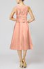 Simple Sleeveless Zip up Chiffon Tea Length Prom Dresses