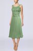 Simple Sleeveless Zip up Chiffon Tea Length Prom Dresses