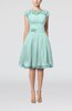 Cinderella A-line Scalloped Edge Short Sleeve Chiffon Knee Length Bridesmaid Dresses