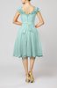 Cinderella A-line Scalloped Edge Short Sleeve Chiffon Knee Length Bridesmaid Dresses