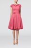 Cinderella A-line Scalloped Edge Short Sleeve Chiffon Knee Length Bridesmaid Dresses