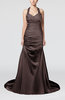 Modern Church A-line Backless Elastic Woven Satin Ruching Bridal Gowns