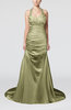 Modern Church A-line Backless Elastic Woven Satin Ruching Bridal Gowns