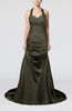 Modern Church A-line Backless Elastic Woven Satin Ruching Bridal Gowns
