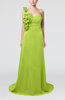 Elegant A-line Asymmetric Neckline Zip up Flower Bridesmaid Dresses
