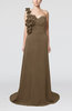 Elegant A-line Asymmetric Neckline Zip up Flower Bridesmaid Dresses