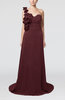 Elegant A-line Asymmetric Neckline Zip up Flower Bridesmaid Dresses