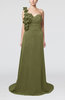Elegant A-line Asymmetric Neckline Zip up Flower Bridesmaid Dresses