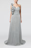 Elegant A-line Asymmetric Neckline Zip up Flower Bridesmaid Dresses