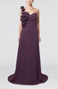 Elegant A-line Asymmetric Neckline Zip up Flower Bridesmaid Dresses