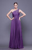 Modest Asymmetric Neckline Sleeveless Chiffon-Satin Floor Length Prom Dresses