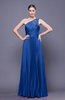 Modest Asymmetric Neckline Sleeveless Chiffon-Satin Floor Length Prom Dresses