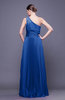 Modest Asymmetric Neckline Sleeveless Chiffon-Satin Floor Length Prom Dresses