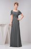 with Sleeves Bridesmaid Dress Chiffon Fall Casual Natural Outdoor A line