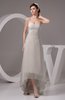 Chiffon Bridesmaid Dress Tea Length Natural Chic Open Back Backless Autumn