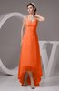 Chiffon Bridesmaid Dress Tea Length Natural Chic Open Back Backless Autumn