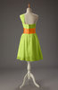 Cute A-line One Shoulder Sleeveless Short Bridesmaid Dresses