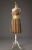 Romantic A-line Asymmetric Neckline Zip up Mini Party Dresses