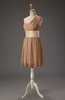 Romantic Asymmetric Neckline Sleeveless Zipper Mini Sash Prom Dresses