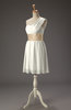 Romantic Asymmetric Neckline Sleeveless Zipper Mini Sash Prom Dresses