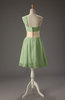 Romantic Asymmetric Neckline Sleeveless Zipper Mini Sash Prom Dresses