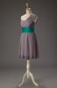 Cute A-line Asymmetric Neckline Zipper Mini Sash Wedding Guest Dresses