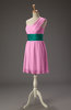 Cute A-line Asymmetric Neckline Zipper Mini Sash Wedding Guest Dresses