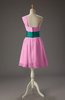 Cute A-line Asymmetric Neckline Zipper Mini Sash Wedding Guest Dresses