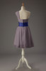 Romantic A-line Asymmetric Neckline Zip up Chiffon Mini Bridesmaid Dresses